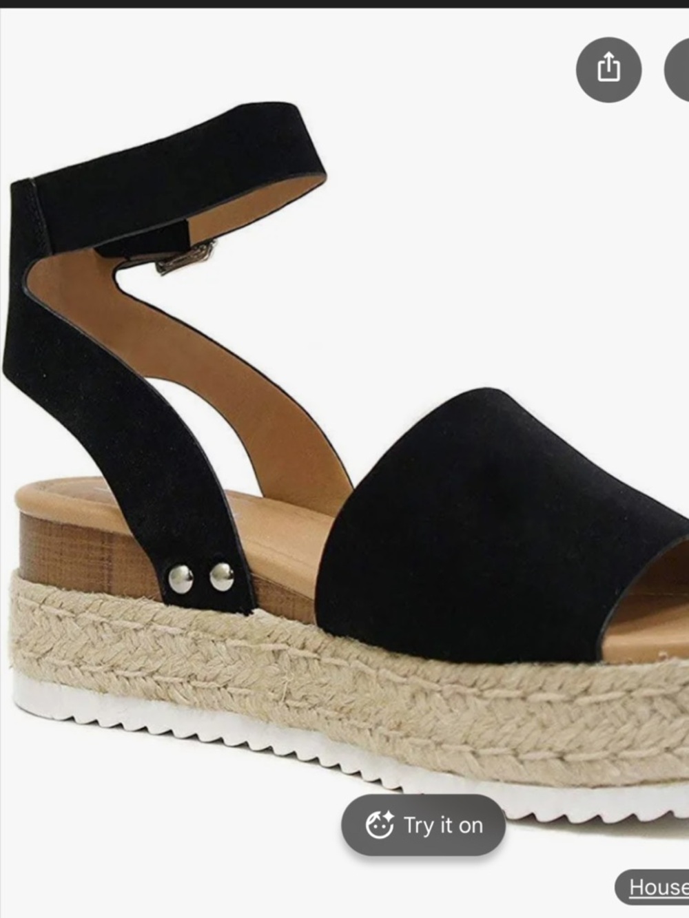 Women’s Black Ankle-Strap Espadrille Platform Sandals